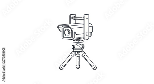 Security Camera on Tripod Vector Illustration