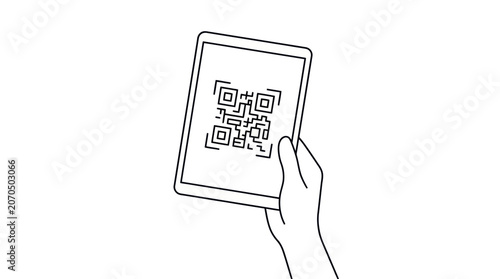 QR Code on Tablet Vector Illustration