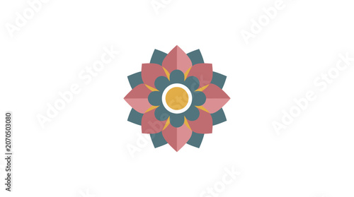 Stylized Lotus Flower Mandala Vector Illustration