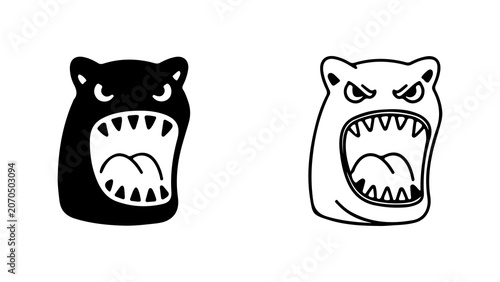 Foto Black and White Aggressive Monster Character Set