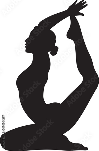 Minimalist Black Woman Yoga Pose Silhouette Vector