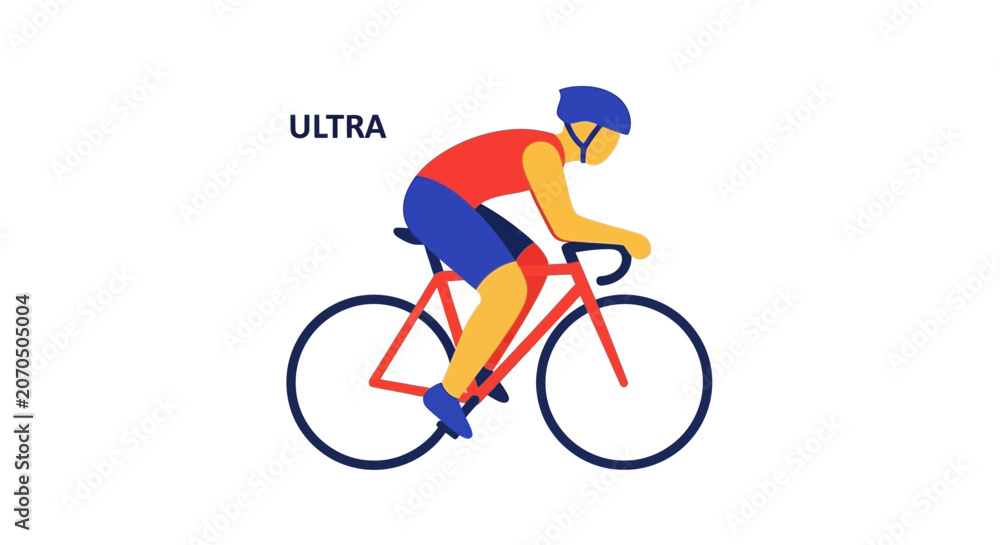 Fototapeta premium Cyclist Riding Bicycle, Sport Lifestyle, Flat Design Illustration