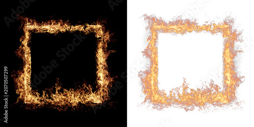 Realistic fire flames with bright orange glow heat sparks and smoke creating intense blazing effect for professional design and visual creative projects use