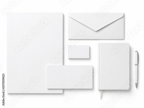 Blank stationery branding mockup isolated on white background