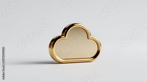 Golden cloud-shaped object on plain background.