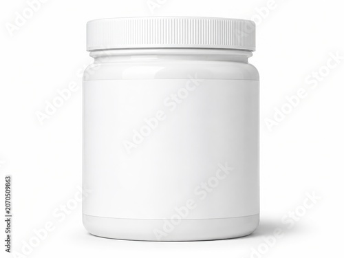 Blank white plastic jar isolated on white background