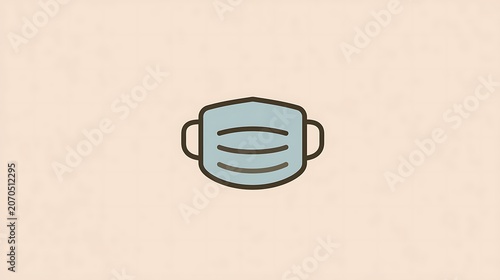 Medical face mask icon on beige background