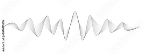 фотографія Abstract black dotted audio sound wave on white background for technology and music design