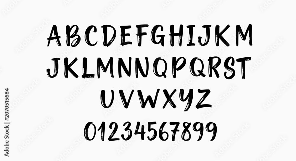 Fototapeta premium Alphabet and number font set in clean sans serif style.