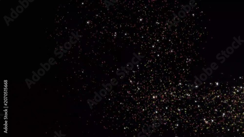Dazzling Golden Glitter Light Trail with Magic Stars, 4K Loop, Black Background