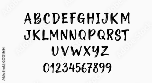 Alphabet and number font set in clean sans serif style.