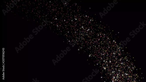 Golden Glitter Trail Transition with Star Sparkles, 4K Loop, Black Background
