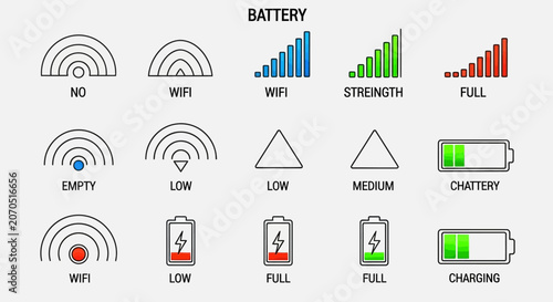 Battery charge level icons with WiFi signal strength indicators.