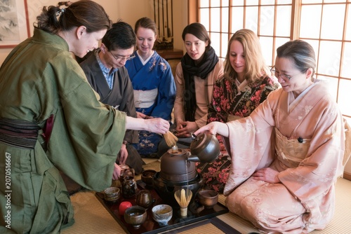 Traditional Japanese Tea Gathering With Matcha