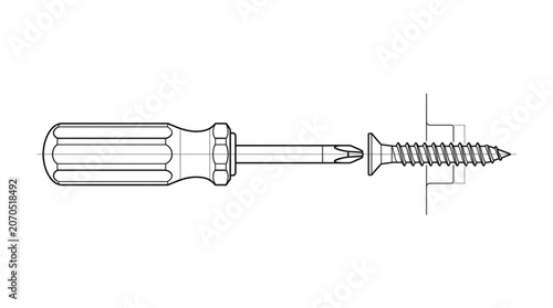 Εκτύπωση καμβά Screwdriver and Screw Illustration.