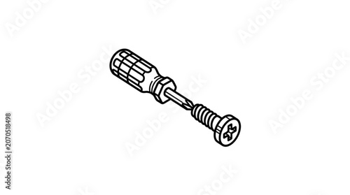 Valokuva Screwdriver and Screw Illustration.