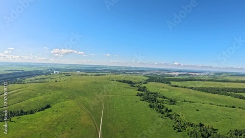 Aerial view to the river in flight