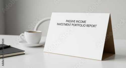 Passive Income Investment Portfolio Report on a Desk with Coffee