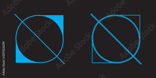 Modern Geometric Abstract Shape Icon Set, Minimal Symbol Collection in Solid and Outline Style