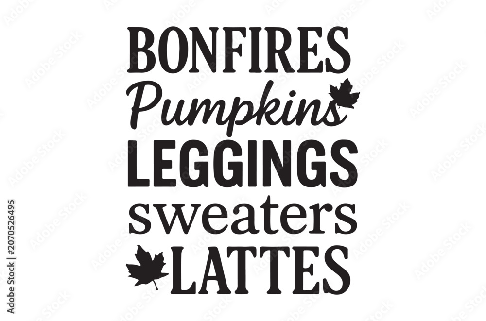 Fototapeta premium Fall themed typographic arrangement on a white background