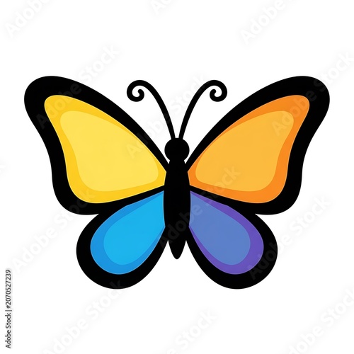 Colorful butterfly with vibrant patterned wings.