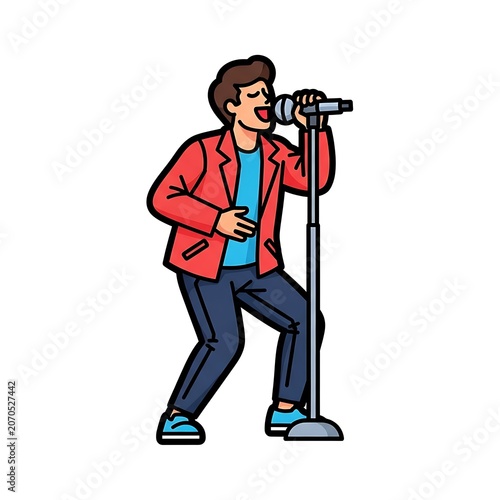 Man in red jacket carrying camera equipment.
