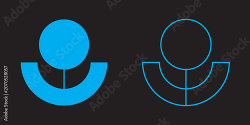 Modern Geometric Abstract Shape Icon Set, Minimal Symbol Collection in Solid and Outline Style