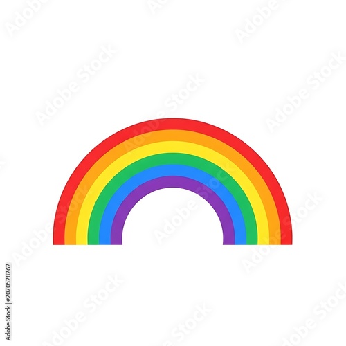 Vibrant multicolored arched rainbow graphic design.