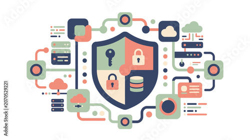 Hybrid Cloud Security Management and Distributed Data Protection Infrastructure Concept
