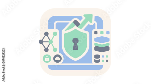 Hybrid Cybersecurity Defense and Layered Data Stack Protection Infrastructure Concept