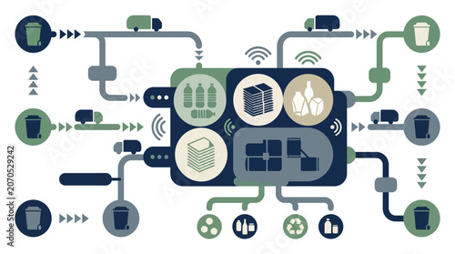 Smart Waste Management and Automated Recycling Logistics Infrastructure Concept