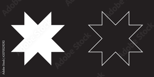 Modern Geometric Abstract Shape Icon Set, Minimal Symbol Collection in Solid and Outline Style