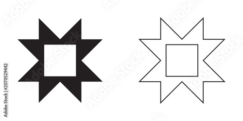 Modern Geometric Abstract Shape Icon Set, Minimal Symbol Collection in Solid and Outline Style