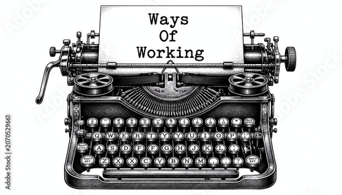WOW ways of working symbol. Concept words WOW ways of working typed on the old retro typewriter on a beautiful white background.