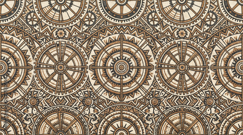 Windmill Mechanism Inspired Seamless Ethnic Textile Pattern