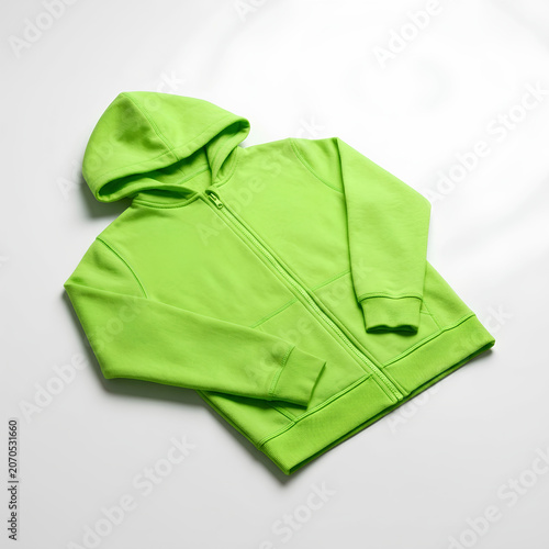 Bright Green Hoodie with Zipper and Hood Design.