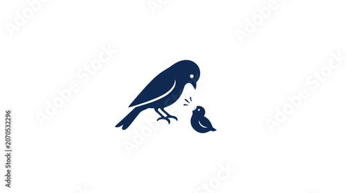 Foto Minimalist Bird and Chirping Chick Vector Illustration