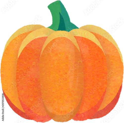 Cute textured pumpkin illustration with hand drawn crayon style.