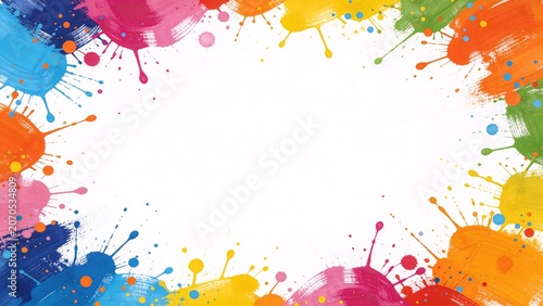 Colorful paint splatter border