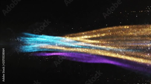 Multicolored Light Trails on Black Background.