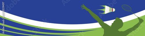 Badminton Player Silhouette and Shuttlecock Banner Vector. Badminton sport banner background vector
