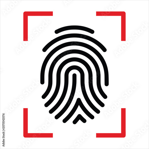 Fingerprint illustration with red frame, vector