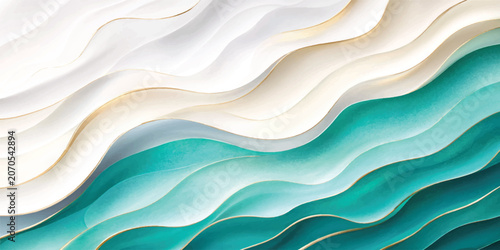 Luxury White Gold Paper Cut Wave Background Elegant Layered Abstract Vector Illustration
