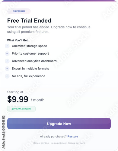 Free Trial Ended Upgrade Now Premium Features Template