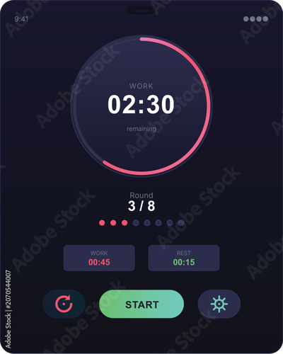 Fitness Workout Interval Timer App Interface Template