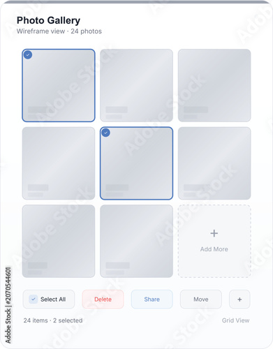 Photo Gallery Wireframe View Template