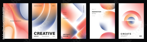 Abstract gradient poster vector set with orange geometric layouts, soft blurred shapes and modern cover templates for social media, flyer, banner and print design.
