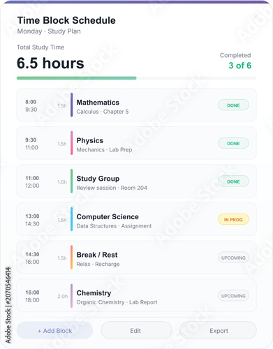Time Block Schedule Study Plan Template