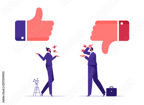 Obraz na plátně Conflict and argument between colleagues or people concept, controversy or diffe