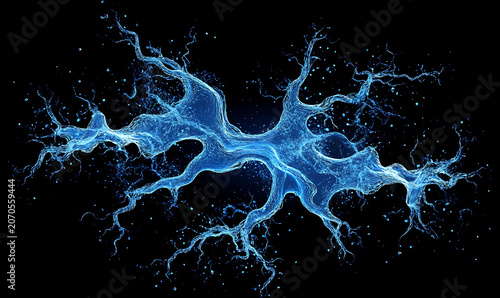water in dynamic motion, isolated on black background for commercial use.